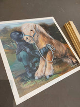 Load image into Gallery viewer, Print, print on canvas. &quot; girl  with pony&quot;
